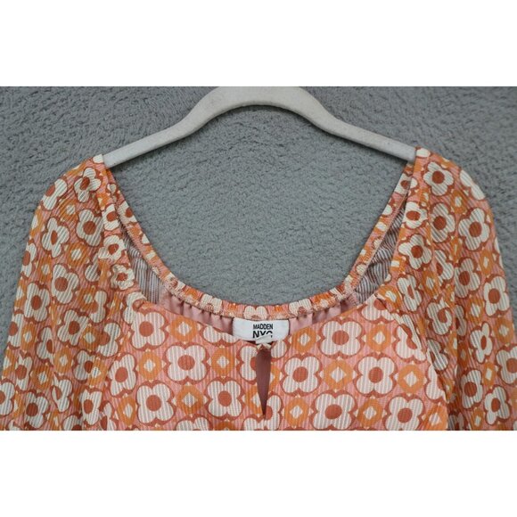 Madden NYC Long Mesh Puff Sleeve Crop Top-Size Small-BOHO - Picture 4 of 10